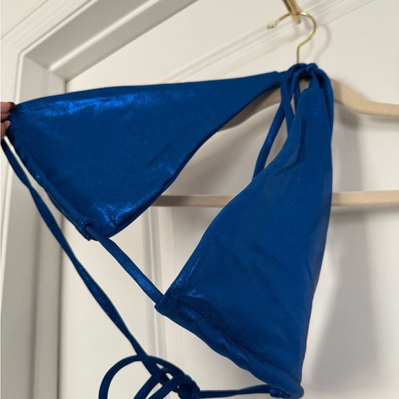 Shiny Blue Bikini Top and Bottom bottle girl bartender - Picture 5 of 5